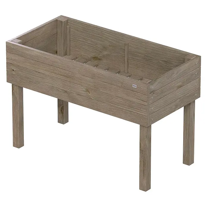 Siena Garden Hochbeet Max - 119 x 59 x 79 cm, Holz, Grau - Freistehendes Hochbeet aus hellbraunem Holz, ideal für erhöhte Pflanzungen.