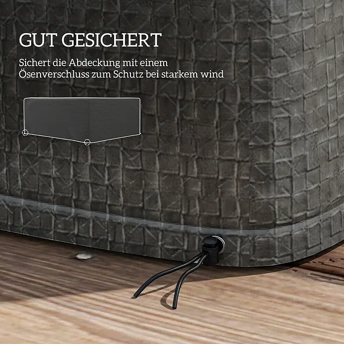 Outsunny Loungemöbel Schutzhülle - Polyethylen, Grau - Dunkelgraue, strukturierte Abdeckung mit Ösenverschluss zum Schutz vor Wind.