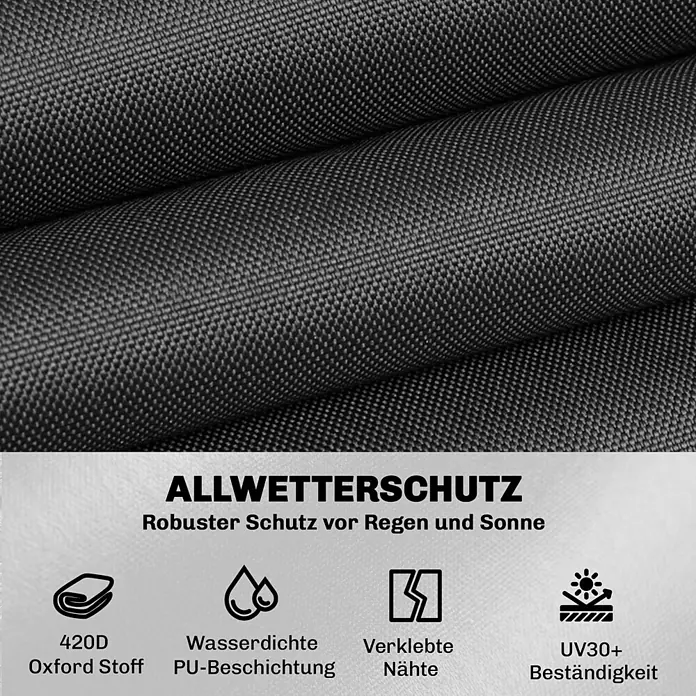 Outsunny Loungemöbel Schutzhülle - L x B x H: 216 x 216 x 78 cm, 420D Oxford-Gewebe, Schwarz - Dunkelgraues, strapazierfähiges Oxford-Gewebe mit PU-Beschichtung und UV30+-Schutz für jedes Wetter.
