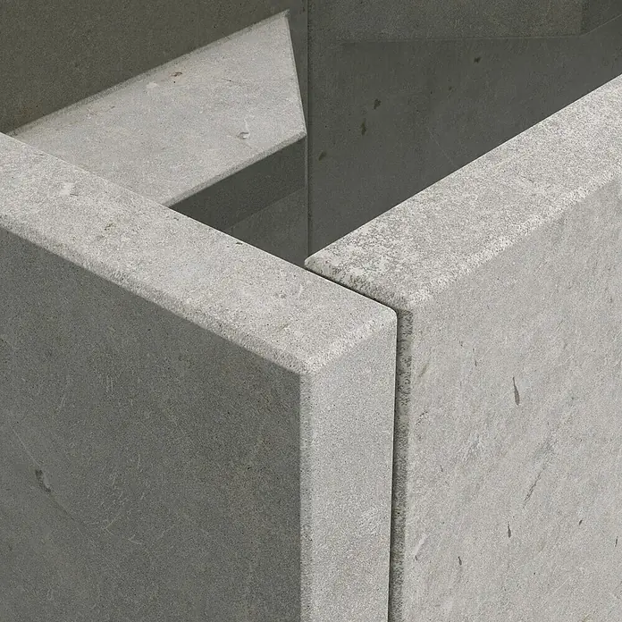 Diephaus Hochbeet - 210 x 100 x 80 cm, Beton, Grau - Graue, gekörnte Betoneckelemente für die Gartengestaltung.