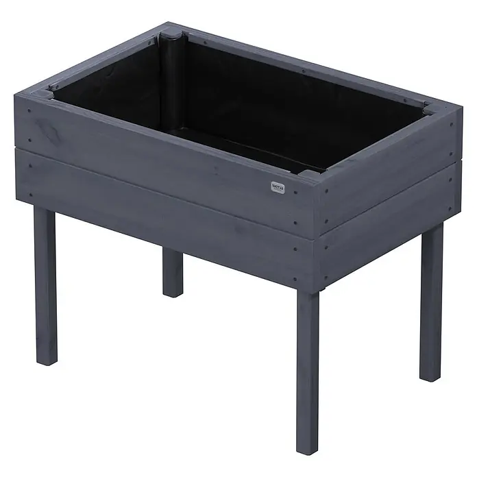 Siena Garden Hochbeet Fiete für Kinder - 75 x 50 x 60 cm, Holz, Grau - Graues Hochbeet aus Holz mit schwarzer Pflanzfolie für bequemes Gärtnern.