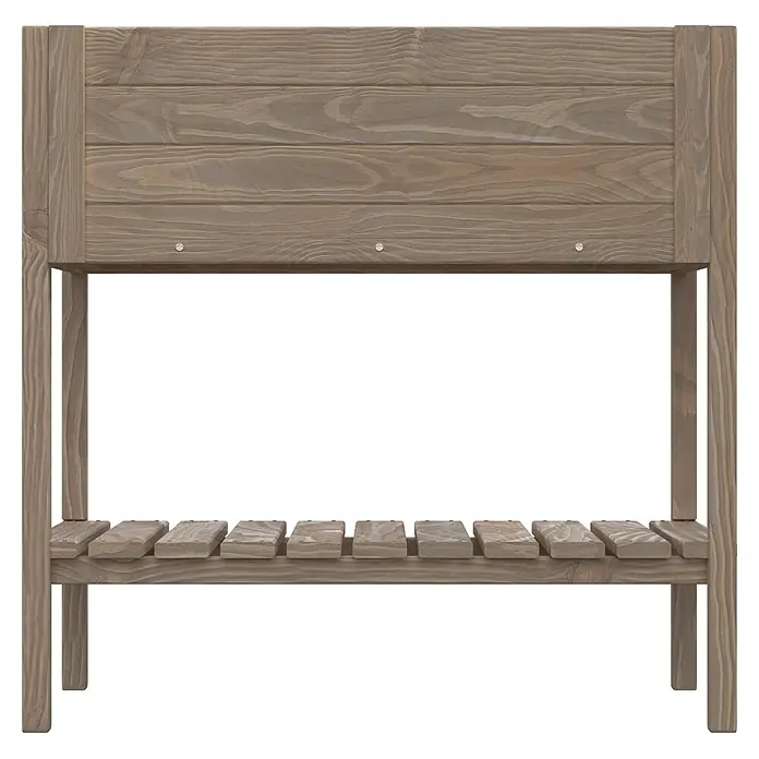 Siena Garden Hochbeet Aron - 79 x 39 x 79 cm, Holz, Grau - Zweistufiges Pflanzenregal aus Holz in verwitterter Optik mit Lamellenboden und fester Rückwand.
