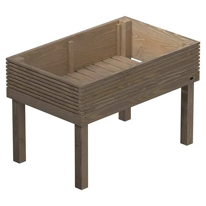 Siena Garden Hochbeet Maxi - 119 x 75 x 79 cm, Holz, Grau - Rechteckiges Hochbeet aus Holz mit Lattenseiten, auf Beinen erhöht.