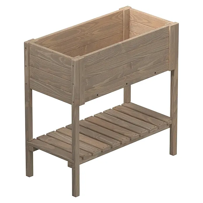 Siena Garden Hochbeet Aron - 79 x 39 x 79 cm, Holz, Grau - Hölzernes Hochbeet mit Lattenboden als Ablage, Naturholz-Finish.