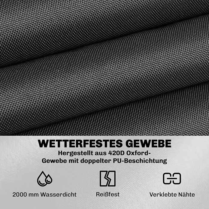 Outsunny Loungemöbel Schutzhülle - 420D Oxford-Gewebe, PU-Beschichtung, Schwarz - Schwarzes 420D Oxford-Gewebe, doppelt PU-beschichtet, wetterfest, 2000mm wasserdicht, reißfest, verklebte Nähte.