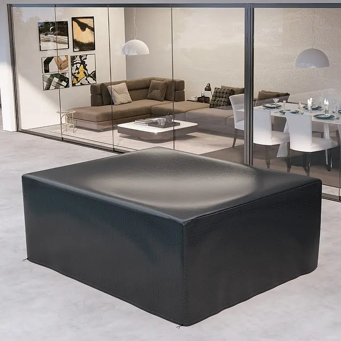 Outsunny Loungemöbel Schutzhülle - Polyethylen, Schwarz - Dunkelgraue, rechteckige Outdoor-Abdeckung mit feiner Webstruktur, passend für Terrassenmöbel.