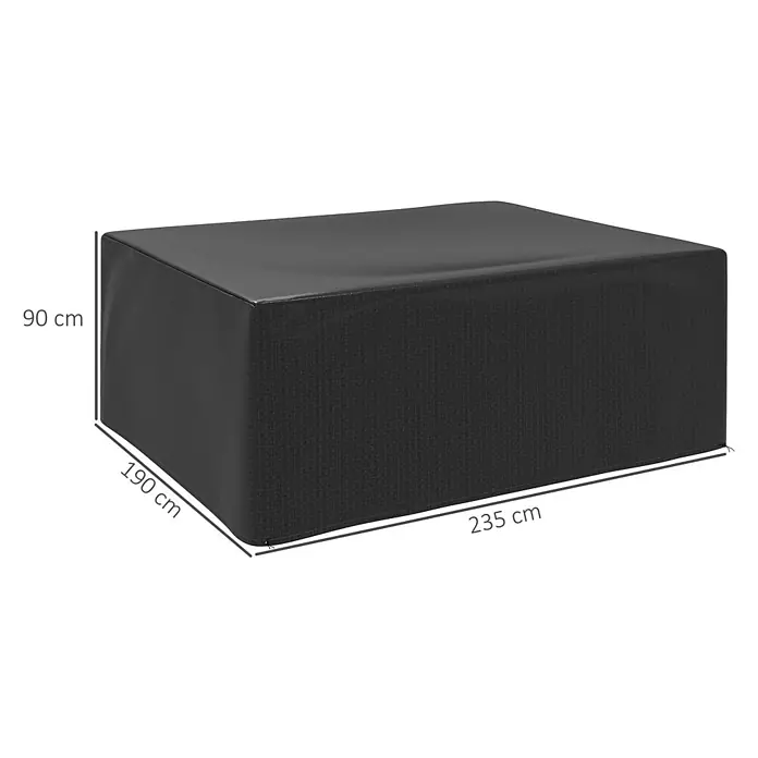 Outsunny Loungemöbel Schutzhülle - Polyethylen, Schwarz - Dunkelgraue rechteckige Outdoor-Möbelabdeckung, 235x190x90 cm.