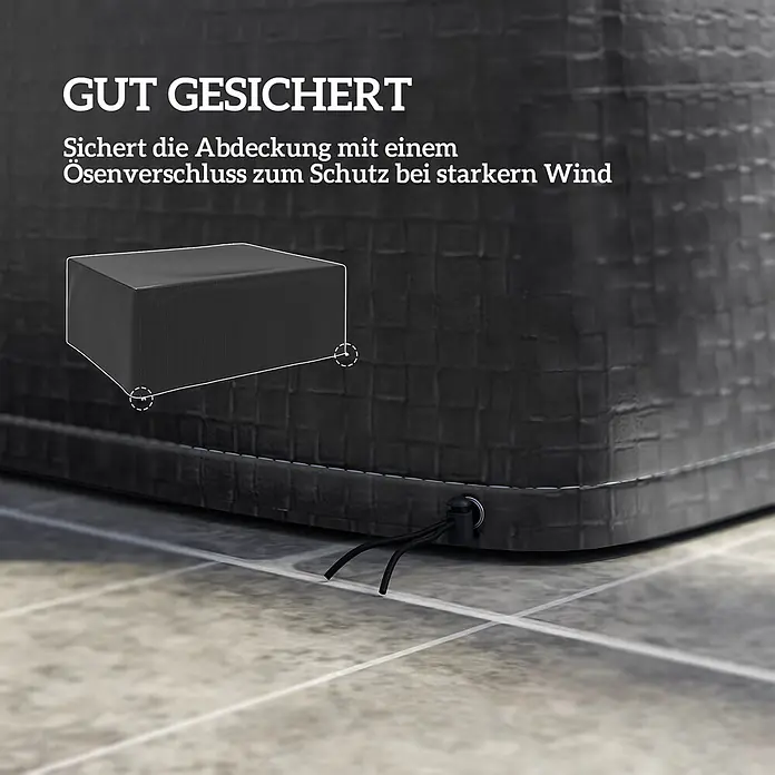 Outsunny Loungemöbel Schutzhülle - Polyethylen, Schwarz - Dunkelgraue Möbelabdeckung mit Webstruktur, gesichert durch Kordelzug und Ösenverschluss zum Schutz vor starkem Wind.