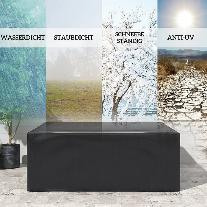 Outsunny Loungemöbel Schutzhülle - Polyethylen, Schwarz - Dunkelgraue, strukturierte Outdoor-Abdeckung, die vor Regen, Staub, Schnee und UV-Strahlung schützt.