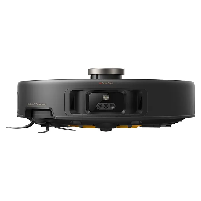 Mova Robot aspirador con mopa V50 Ultra Complete - Potencia de aspiración: 24.000 Pa, Capacidad del robot: 300 ml - Robot aspirador gris y negro con una matriz de sensores central 'AI SmartSight' y 'FlexBrush™ Vacuuming' en su lateral.