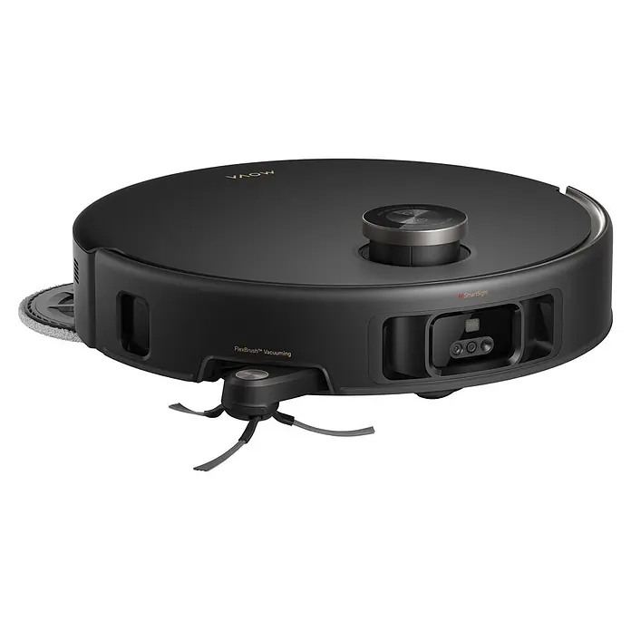 Mova Robot aspirador con mopa V50 Ultra Complete - Potencia de aspiración: 24.000 Pa, Capacidad del robot: 300 ml - Robot aspirador gris oscuro con LiDAR superior, cámara frontal, cepillo lateral y mopa.