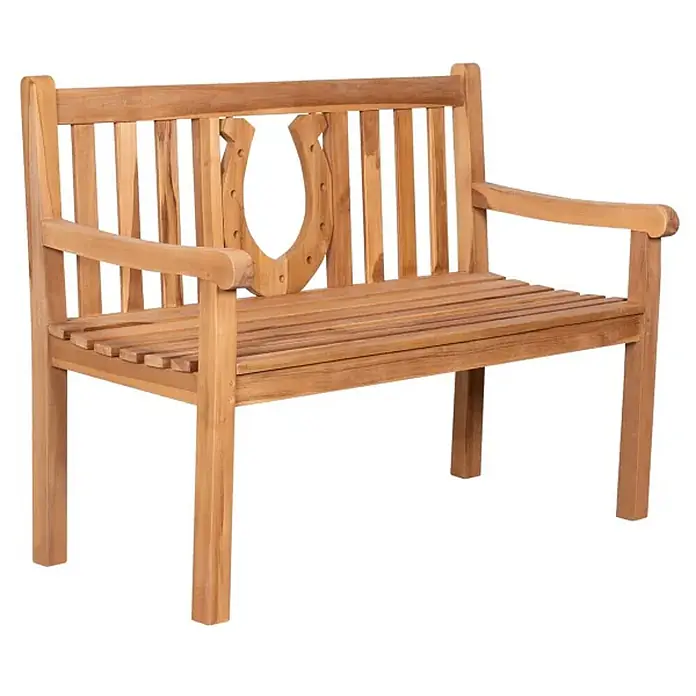Bene Living Gartenbank Hufeisen - Teakholz, Natur - Gartenbank aus Teakholz mit Lattenrost und Rückenlehne mit Hufeisen-Ausschnitt.