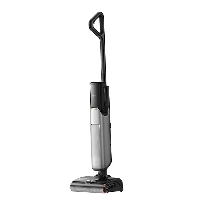 Mova Aspirador en seco y húmedo de batería X4 Pro - 450 W, Volumen de recipiente: 760 ml - Elegante aspiradora escoba sin cable negra y plateada para seco y húmedo, con mango y cepillo frontal.