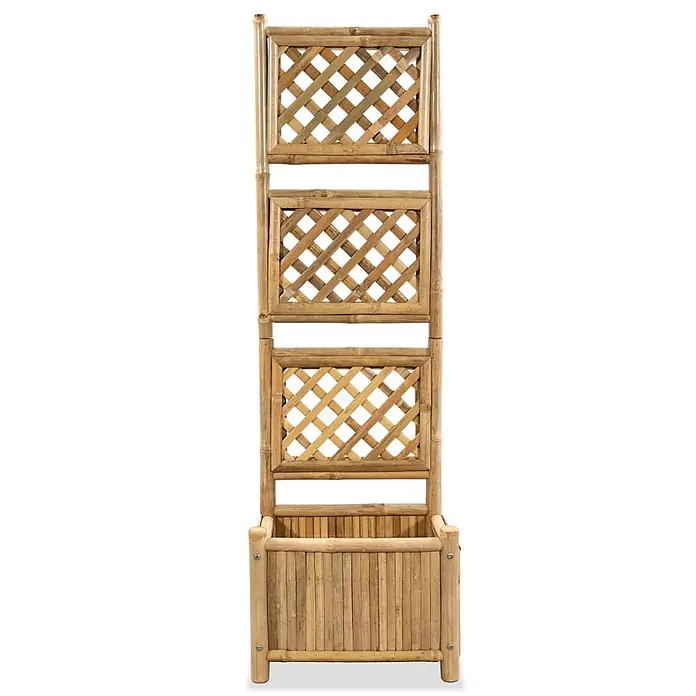 Furnicato Hochbeet inkl. Rankgitter oder Hilfe - 30 x 40 x 135 cm, Naturmaterialien, Braun - Pflanzkasten aus Bambus mit integriertem dreistufigem Spalier für Kletterpflanzen.