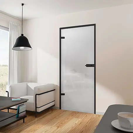Inova  Zimmertür Zimmertür Glas Komplettset mit Studio Beschlag in schwarz