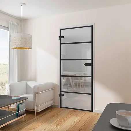 Inova  Zimmertür Zimmertür Glas Komplettset mit Studio Beschlag in schwarz