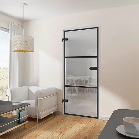 Inova  Zimmertür Zimmertür Glas Komplettset mit Studio Beschlag in schwarz