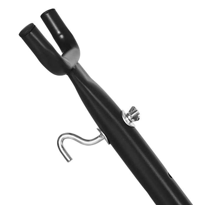 Outsunny Hängemattengestell - L x B x H: 286 x 117 x 110 cm, Metall - Schwarze Metallstange mit Y-förmigem Oberteil, verstellbarem Silberhaken und Flügelmutterbefestigung.