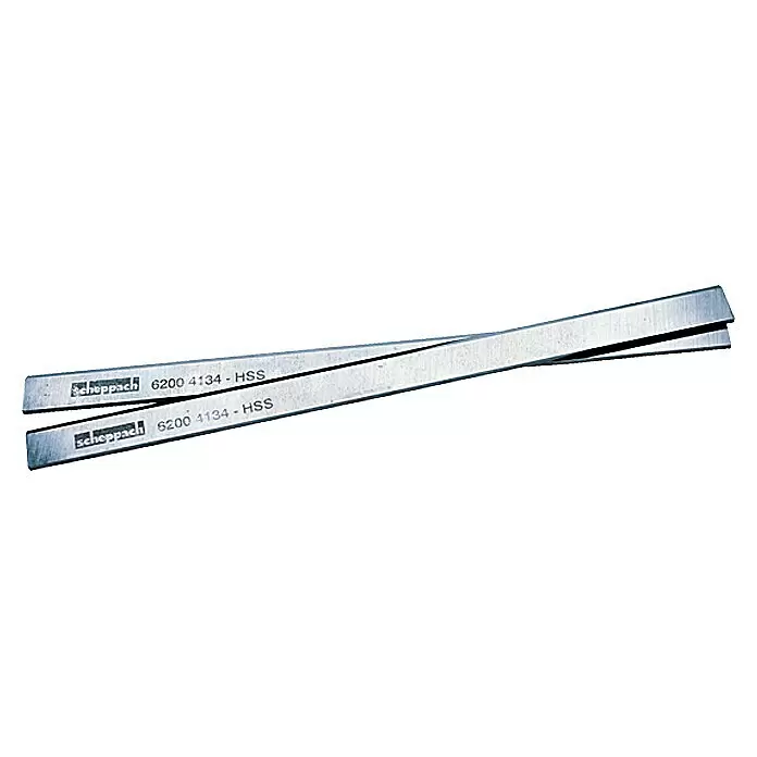 Scheppach Cuchilla HS de repuesto para cepilladora - 260 mm, 2 ud. - Dos cuchillas de cepillo HSS plateadas para herramientas de carpintería.