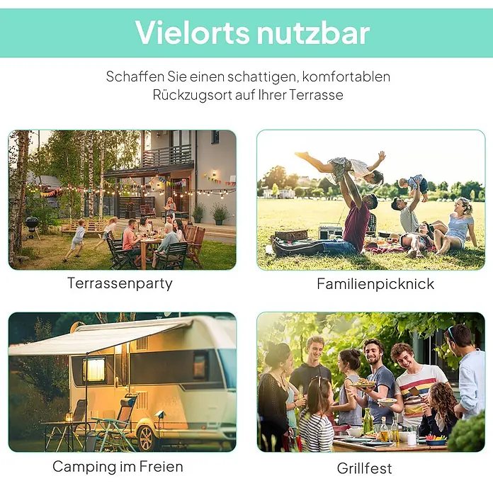 Outsunny Pergola - B x T: 250 x 363 cm, Farbe Gestell: Schwarz, Stahl - Vielseitige Sonnenschutzlösung, die Komfort für Terrassenpartys, Picknicks, Camping und Grillfeste bietet.