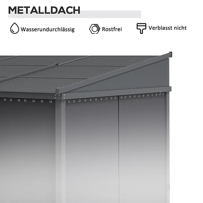 Outsunny Pergola - Farbe Gestell: Dunkelgrau, Aluminium - Graues Wellblechdach und Seitenwände mit Ösen. Wasserdicht, rostfrei und farbbeständig.