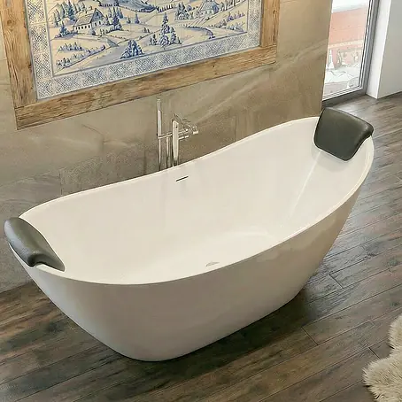 Bad Land  Freistehende Badewanne IVAR freist. Badewanne 180x80 cm Weiß, Ablauf + 2 Kopfst.