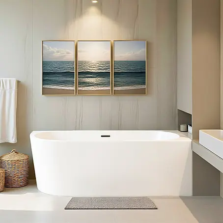 Bad Land  Freistehende Badewanne ALVA freist. Badewanne 170x80 cm rechts Weiß, Ablauf