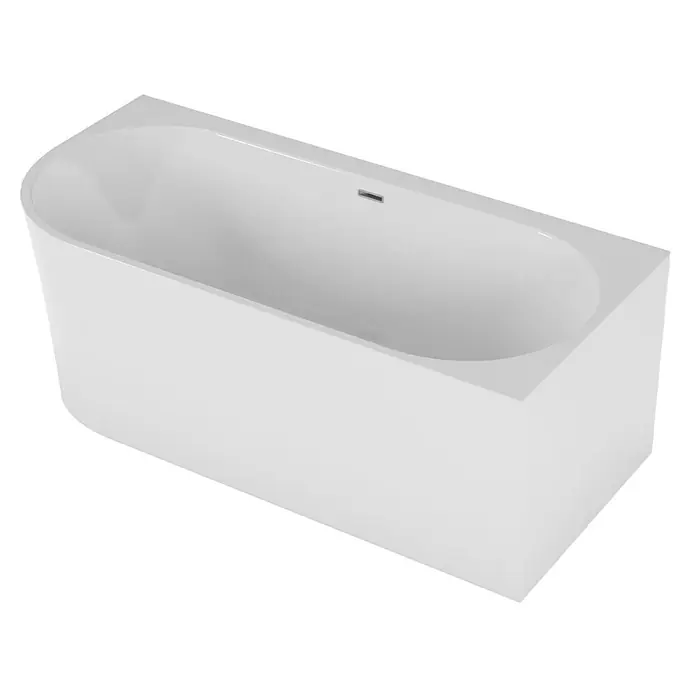 Bad Land Freistehende Badewanne ALVA freist. Badewanne 170x80 cm rechts Weiß, Ablauf - L x B: 170 x 80 cm, Acryl, weiß - Weiße, moderne Badewanne mit einem abgerundeten und einem geraden Ende, inklusive integriertem Überlauf.