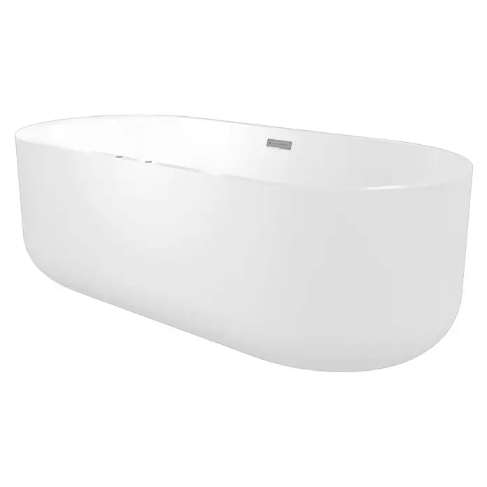 AcquaVapore Freistehende Badewanne Fertigdusche F26-170 - Acryl, Weiß - Weiße freistehende Badewanne mit ovaler Form und abgerundeten Ecken, mit Chrom-Überlauf.