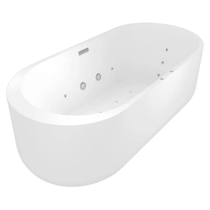 AcquaVapore Freistehende Badewanne Fertigdusche F26-170 - Acryl, Weiß - Weiße freistehende Whirlpool-Badewanne mit integrierten Düsen.