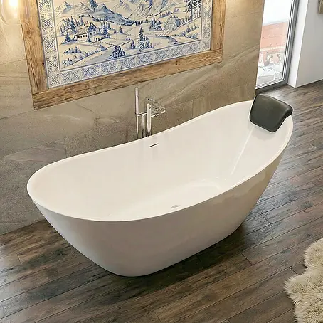 Bad Land  Freistehende Badewanne IVAR freist. Badewanne 180x80 cm Weiß, Ablauf + Kopfst.