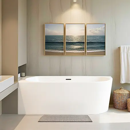 Bad Land  Freistehende Badewanne ALVA freist. Badewanne 170x80 cm links Weiß, Ablauf