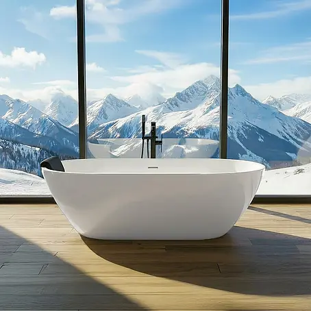 Bad Land  Freistehende Badewanne ASGER freist. Badewanne 170x75 cm Weiß, Ablauf + Kopfst.