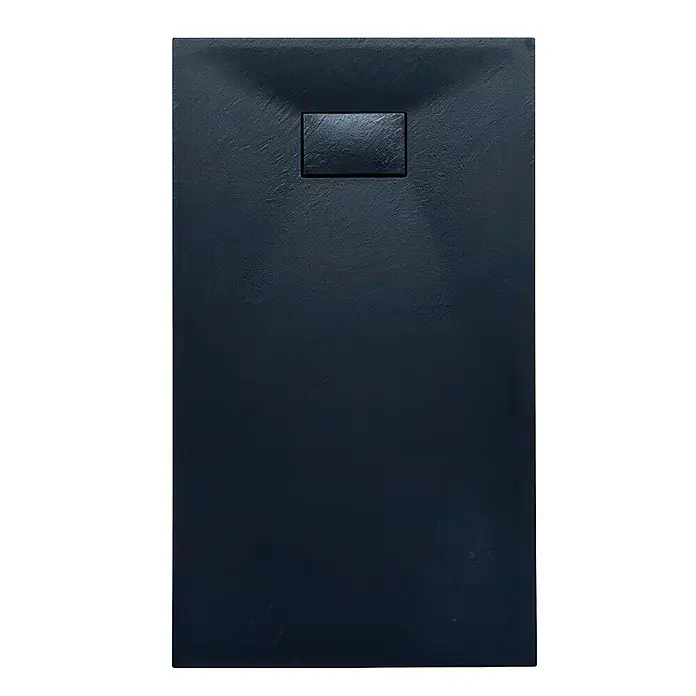 Bad Land Duschwanne VIDAR Duschwanne rechteckig 100x80x3,2 cm Schwarz, mit Ablaufgarnitur - Kunststoff, Schwartz - Dunkle, texturierte, rechteckige Duschwanne mit mittiger Ablaufabdeckung.