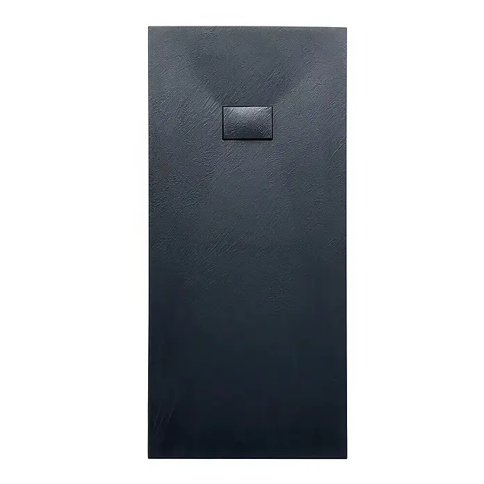 Bad Land Duschwanne VIDAR Duschwanne rechteckig 160x90x3,2 cm Schwarz, mit Ablaufgarnitur - Kunststoff, Schwartz - Dunkelgraue texturierte Duschwanne mit integrierter rechteckiger Ablaufabdeckung.