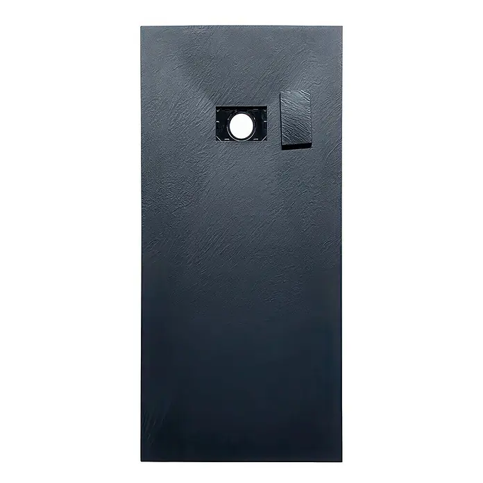 Bad Land Duschwanne VIDAR Duschwanne rechteckig 160x90x3,2 cm Schwarz, mit Ablaufgarnitur - Kunststoff, Schwartz - Strukturierte anthrazitfarbene Duschwanne mit zentralem Ablauf und rechteckiger Abdeckung.