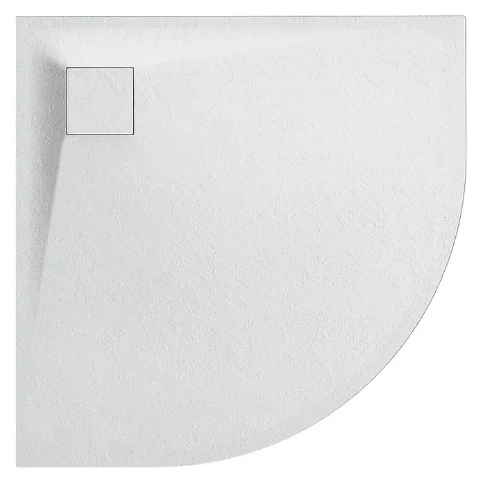 Bad Land Duschwanne - L x B: 80 x 80 cm, Kunststoff, Weiß - Weiße, texturierte Viertelkreis-Duschwanne mit quadratischem Ablauf in der Ecke.