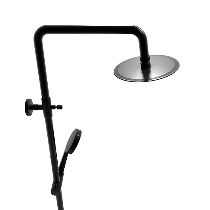 AcquaVapore Duschsystem Fertigdusche DA02 - Schwarz - Mattschwarzes Duschsystem mit runder Kopfbrause und passender Handbrause.