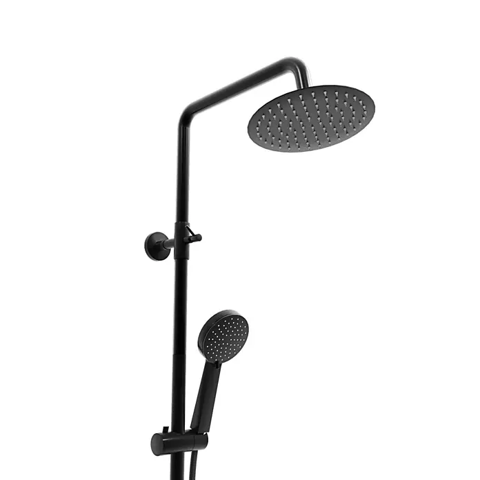 AcquaVapore Duschsystem Fertigdusche DA02 - Schwarz - Mattschwarzes Duschsystem mit großer Kopfbrause und kleinerer Handbrause.