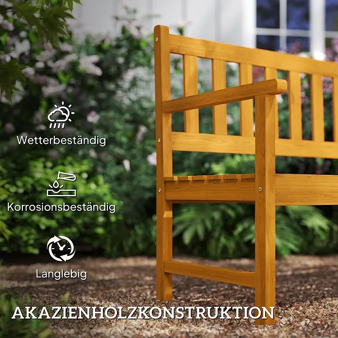 Outsunny Gartenbank - B x T x H: 56,5 x 57 x 89 cm, Akazienholz, Teak - Gartenbank aus Akazienholz, wetterbeständig, korrosionsbeständig und langlebig.