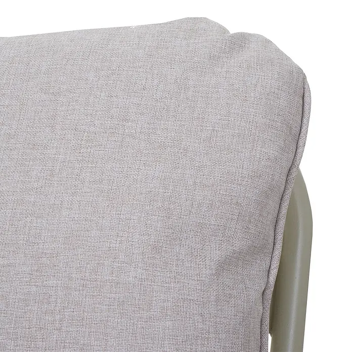Proregal Loungesofa - Aluminium, Grün - Nahaufnahme eines hellbeigen, strukturierten Webstoffkissens, Teil eines Möbelstücks.