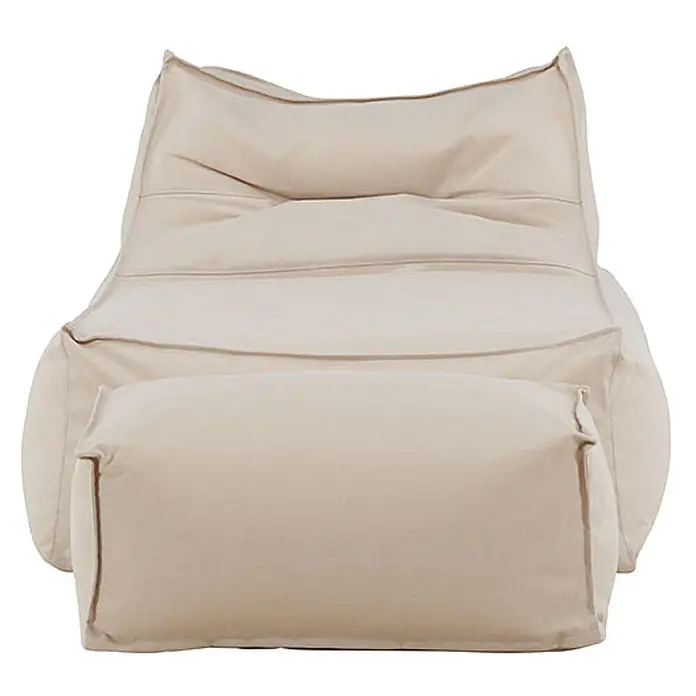 Ebuy24 Garten-Loungesessel Redang - 1 Stk., Polystyrol, Beige, B x T x H: 94 x 118 x 83 cm - Beiger Stoff-Sitzsack mit integrierter Fußstütze.