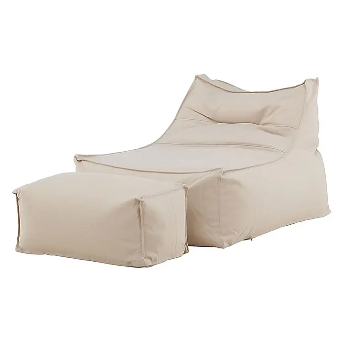 Ebuy24 Garten-Loungesessel Redang - 1 Stk., Polystyrol, Beige, B x T x H: 94 x 118 x 83 cm - Beiger Stoff-Sitzsack-Lounger mit passendem Hocker für entspanntes Sitzen.