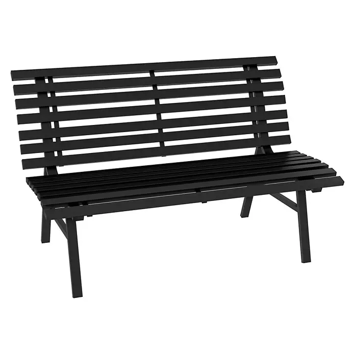 Outsunny Gartenbank - Aluminium, Schwarz - Schwarze Lamellenbank für den Außenbereich.