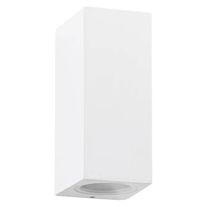 Lucande Außenwandleuchte Xava - weiß / opal, IP65 - Weißer rechteckiger Up-Down-Wandstrahler.