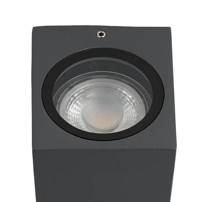 Lucande Außenwandleuchte Xava - schwarz, schwarz, IP65 - Dunkelgraue quadratische LED-Außenleuchte.