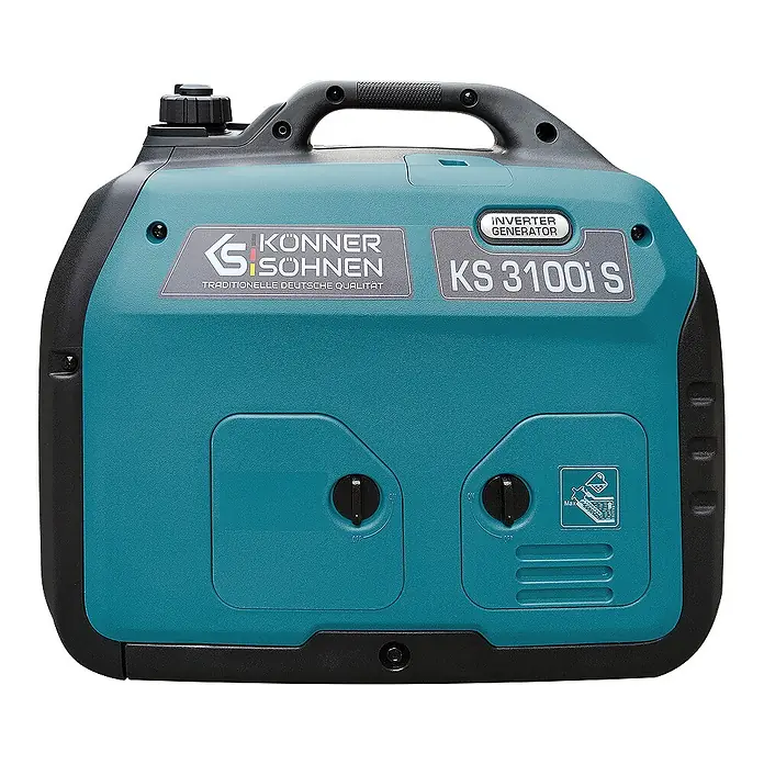 Könner & Söhnen Stromerzeuger KS 3100i S - Nennleistung: 2,8 kW, Tankvolumen: 4 l - Türkiser und schwarzer tragbarer Inverter-Generator mit Griff und kompaktem Design. Modell KS 3100i S.