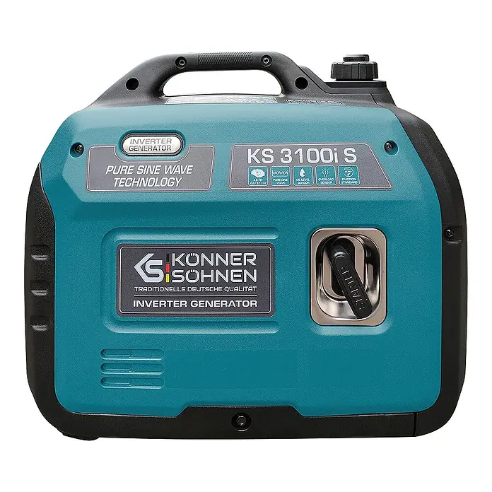Könner & Söhnen Stromerzeuger KS 3100i S - Nennleistung: 2,8 kW, Tankvolumen: 4 l - Türkis-schwarzer portabler Inverter-Generator von Könner & Söhnen mit Tragegriff und Zugstarter.
