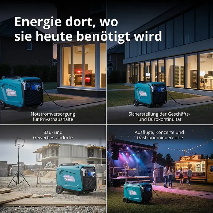 Könner & Söhnen Stromerzeuger KS 9500iE S ATSR - Nennleistung: 9 kW, Tankvolumen: 30 l - Türkiser und schwarzer tragbarer Generator, versorgt Haushalte, Büros, Baustellen und Veranstaltungen mit Strom.