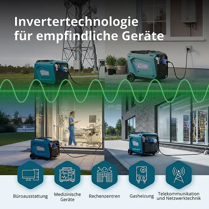 Könner & Söhnen Stromerzeuger KS 9500iE S ATSR - Nennleistung: 9 kW, Tankvolumen: 30 l - Türkis-blauer tragbarer Inverter-Stromerzeuger, liefert stabile Energie für empfindliche Geräte in verschiedenen Umgebungen.